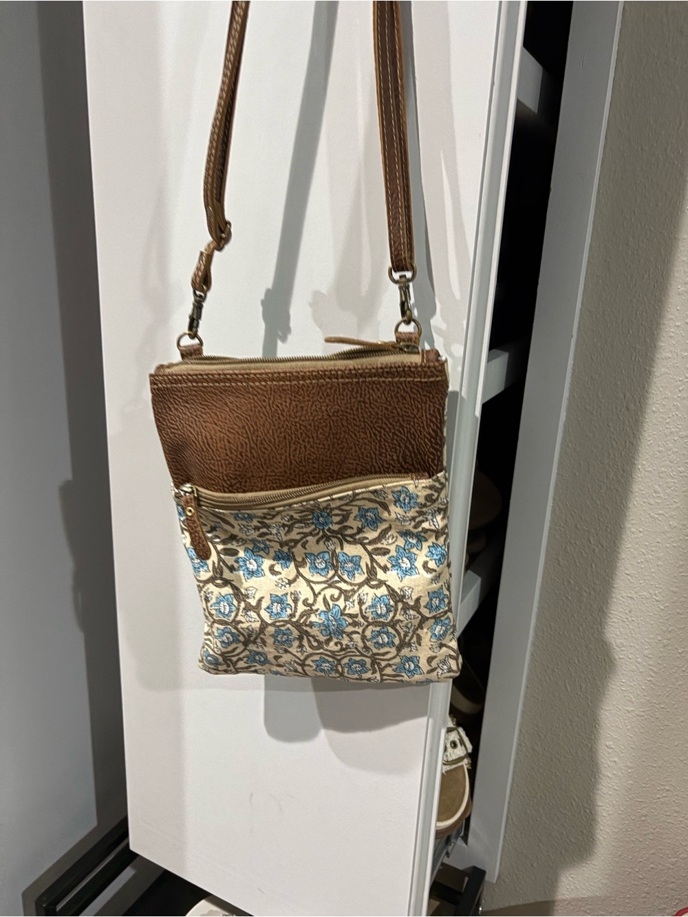 Myra Bag Brown and Blue Floral Crossbody